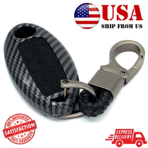 Carbon Style 5 Buttons Key Case Remote Fob Cover Shell For Nissan Altima Sentra - Picture 1 of 8