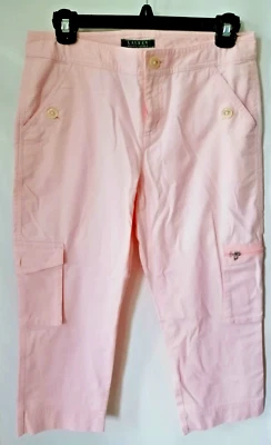 Ralph Lauren Crop Stretch Cotton Cargo Pants Pink Women SZ 2 Waist 29" Relaxed - Image 1 of 2