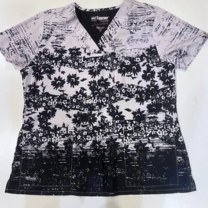 GREY'S ANATOMY by BARCO Damen Scrub Top XL weiß schwarz geblümt - Bild 1 von 6