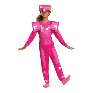 Disguise Minecraft Pink Armor Girls 2-PC Jumpsuit & Mask Halloween Costume: S-L - Picture 1 of 9