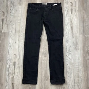 NAKED FAMOUS Jeans Mens 38 (Fits 35x32) Black Stretch Slim Fit Super Guy Grunge - Picture 1 of 13