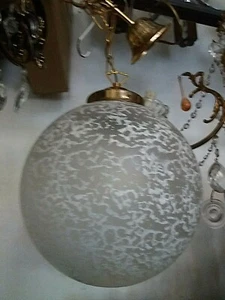 Lampadario vintage Vetro Murano sfera Nuvola Globo maculata chandelier Ø27cm - Picture 1 of 2