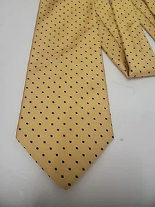 Brooks Brothers "346" Yellow W/ Navy Dots 100% Sillk Repp Tie - Picture 1 of 4