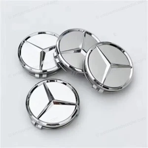 4 x Tapabujes centros de rueda llanta plata cromados para Mercedes Benz 75mm - Picture 1 of 2
