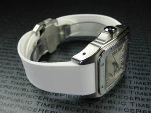 23 mm weiches PU Gummiband für Cartier Santos 100 XL Taucheruhrenarmband weiß x1 - Bild 1 von 8