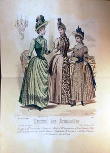 Grosser Mode Stahlstich von 1888. Journal des Demoiselles. 4692. Modes de Paris: - Bild 1 von 2