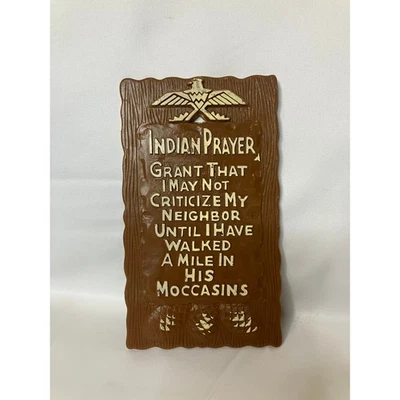 Vintage Indian Prayer Wall Plaque Grant That I May Not Criticize My Neighbor - Image 1 of 3
