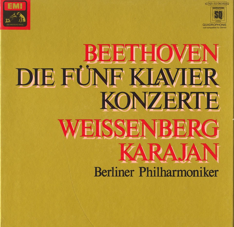 BEETHOVEN 5 Piano Concertos WEISSENBERG KARAJAN EMI C157-53060 4LP Box QUADRO - Image 1 of 3