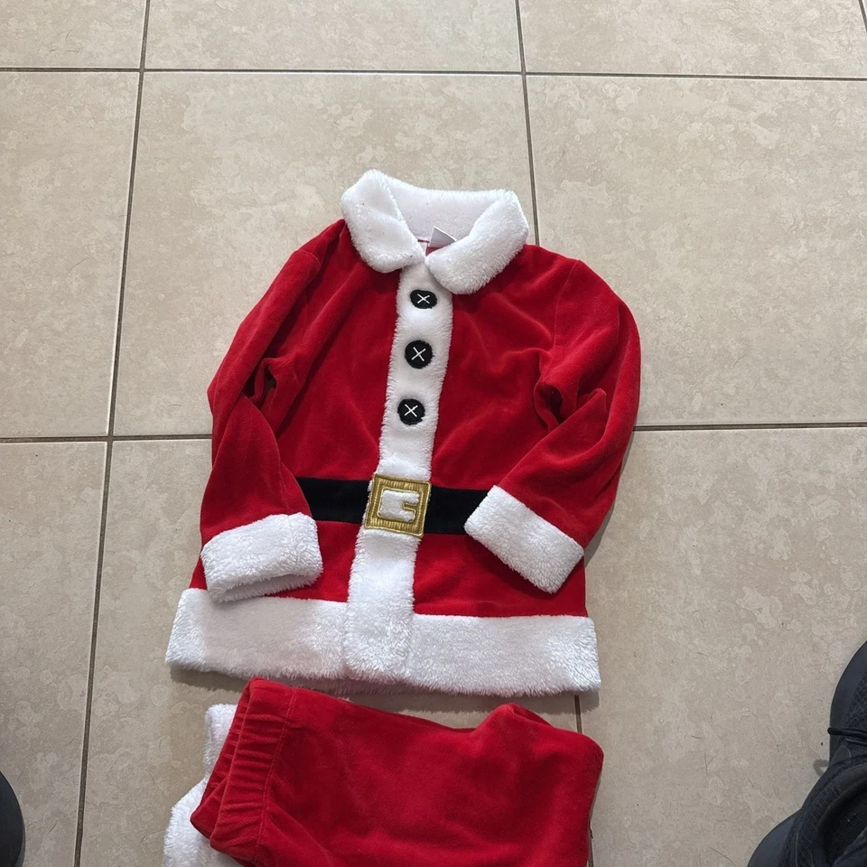 Disfraz de traje de Papá Noel rojo para niño pequeño con chaqueta y pantalón de terciopelo 5T Foto 1 de 4