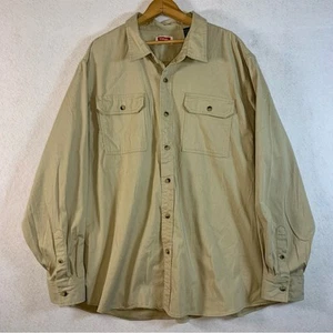 Wrangler Mens Button Shirt Sz 2XL Khaki Workwear Utility Rugged Western Outdoor - Picture 1 of 10