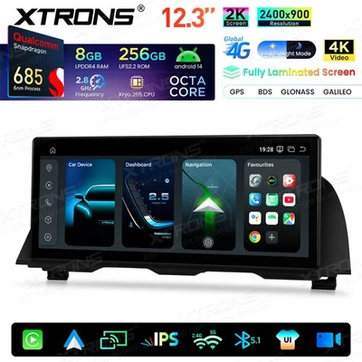 12.3" Car 2K Screen Upgrade Android 14 CarPlay GPS 8+256G For BMW 5 F10 F11 NBT - Image 1 of 4