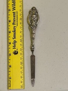 Unger Brothers Art Nouveau Sterling Silver 7” nail file lady daisy figural - Picture 1 of 3