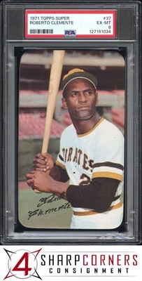 1971 TOPPS SUPER #37 ROBERTO BOB CLEMENTE PIRATES HOF PSA 6 - Image 1 of 3