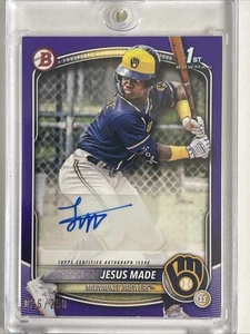 JESUS MADE 2025 Bowman Purple Paper Auto /250 #BOA-JM. Milwaukee Brewers - Picture 1 of 7