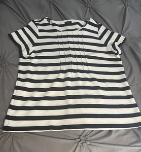 Talbots schwarz & weiß gestreiftes Kurzarmhemd Frontdetail GR. 1X P Yacht Rock - Bild 1 von 10