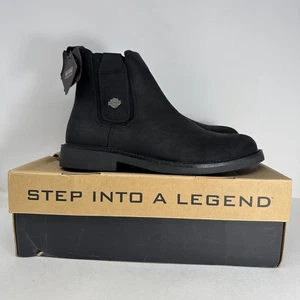 harley davidson mens chelsea boots 11 leather black chino gore pull-on 94016 NEW - Picture 1 of 12