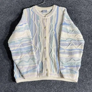 Purely Australian Wool Coogi-Style Sweater Men’s XL Pastel Knit 90s Textured - Picture 1 of 6