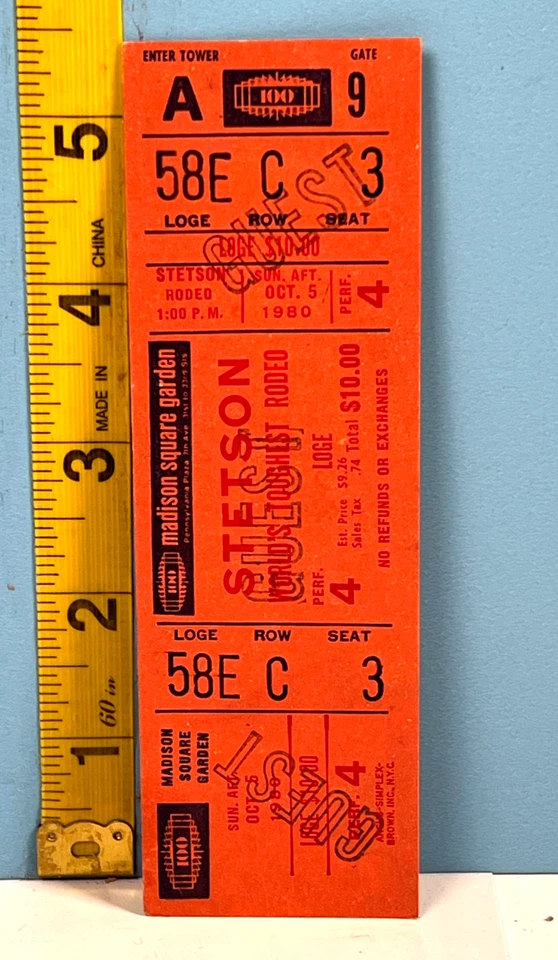 🔥1980 Stetson Worlds Toughest Rodeo Ticket Madison Square Garden NY🔥 - Image 1 of 2