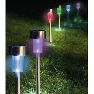 Juego de 10 luces de estaca LED solares que cambian de color iluminación exterior lámparas de borde - Imagen 1 de 23