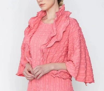 IC коллекции новый с Ярлыками Rose пузырь чек оборки структурированный открытый куртка размер L - Изображение 1 из 4