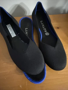 Sz W10.5Women’s Rothy’s The Point Machine Washable Ballet Flats  black with blue - Picture 1 of 11