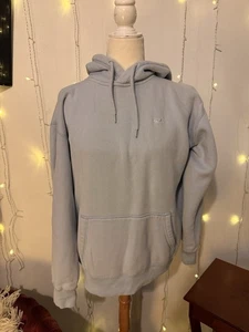 Hollister Felpa con Cappuccio Donna Taglia M Blu Chiaro Pullover Felpa Tasca Canguro - Foto 1 di 5