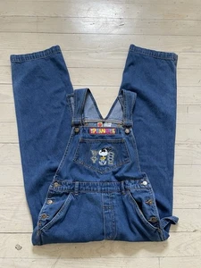 VTG Snoopy Peanuts Denium Overalls S/P “way cool” Embroidered Carpenter - Picture 1 of 19