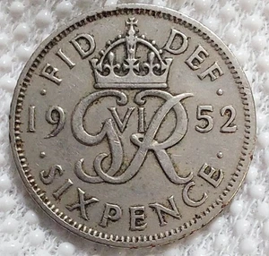 SCARCE KEY DATE 1952 GEORGE VI SIXPENCE GOOD DETAIL SP52 - Picture 1 of 2