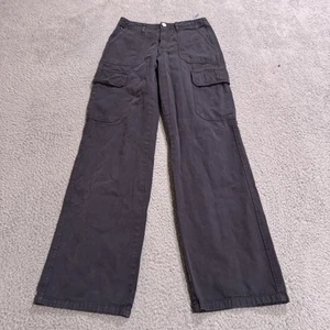 Zara Pants Womens 4 Gray Cargo Mid Rise Straight Utility 90s Y2K Grunge - Picture 1 of 8