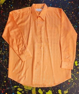 Virgola Uomo Single Needle Tailoring Long Sleeve Tangerine Men's Dress Shirt 3XB - Picture 1 of 6