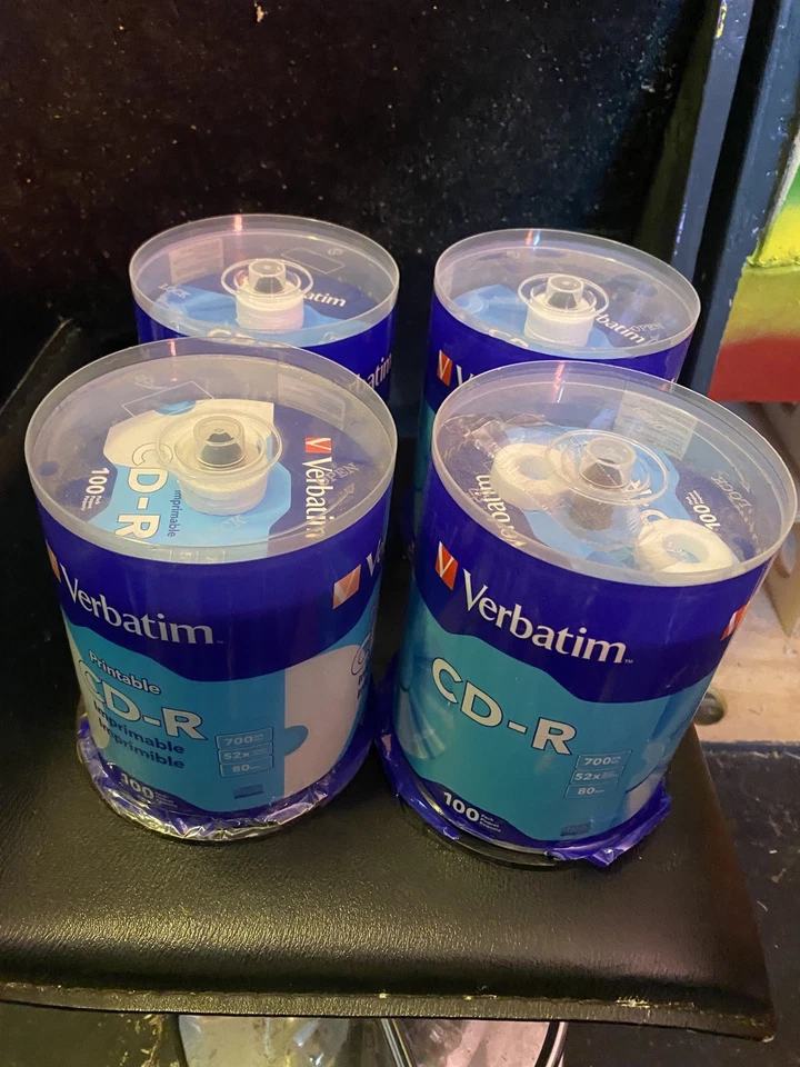 Paquete de 100 discos en blanco Verbatim CD-R con logotipo de alta calidad nuevos sellados Foto 1 de 1