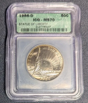 1986-D Statue of Liberty 50c Half Dollar - ICG MS70 Toner (Serial # 2127790107) - Image 1 of 2