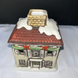 Vintage Lefton Colonial Village 05817 Weihnachtshaus Teelichthalter - Bild 1 von 5