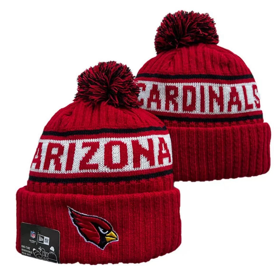 Gorra de los Arizona Cardinals Equipo Puños Forrada de Vellón Tejido Gorro Extraíble Pom NFL gorra Foto 1 de 2