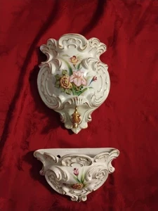 Vintage Wandbrunnen handbemalt Porzellan Lavabo - Bild 1 von 9