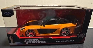 New 2021 Jada 1/24 Fast & Furious Orange Han's Mazda RX-7 Diecast Car - Picture 1 of 7