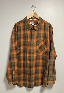 40 Grit Duluth Trading Mens Plaid Flannel Green Orange Button Down Workwear 2XL - Picture 1 of 7