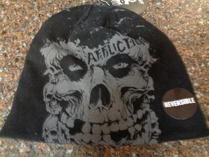 Affliction x Misfits schwarze wendbare Skully Beanie Mütze Unisex Einheitsgröße Strick neu mit Etikett - Bild 1 von 11
