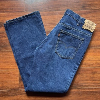 Vintage Levi’s 517 Orange Tab Denim Jeans Dark Wash Flared Boot Cut 20517 36x32 - Image 1 of 4
