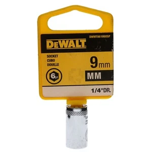 DeWALT DWMT86106OSP Metric Chrome Socket, 9mm 6-Point, 1/4" Drive, 86-106D - Picture 1 of 14