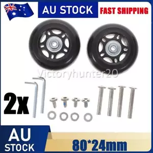 2PCS 80mm*24mm Luggage Suitcase Wheels Axles Repair Kit Replacement Low Noise AU - Picture 1 of 9