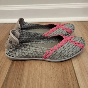 Bernie Mev Braided Catwalk Silver and Pink Ballet Flats Size 8 (39) - Picture 1 of 6