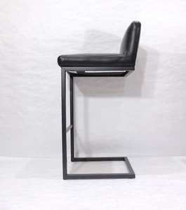 McCreary Modern Lira Leather Urbino black Counter Bar Stool chair - Picture 1 of 9