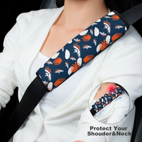 Denver Broncos 2pcs Car Seat Belt Pad Printed Shoulder Pad Cover Universal Cover