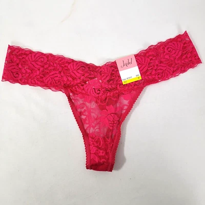 Jezebel Women's hot pink Women's Lace Thong Size M Medium NEW sheer nylon - Image 1 of 4