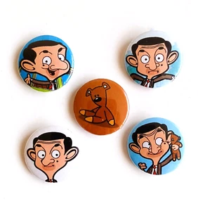 Mr Bean Badge Button Set 25mm 1" Pins Pinback Rowan Atkinson Teddy 1990's - Picture 1 of 12