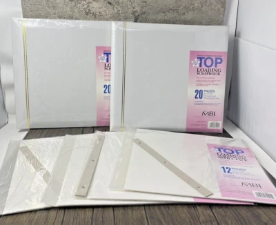 2 MBI Top Loading White Scrapbooks 12" x 12" & 48 Refill Pages - Lot Wedding - Image 1 of 4