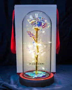 Enchanted Galaxy Rose with LED Lights – Glass Dome Decorative Light - Picture 1 of 8