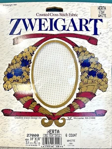 Creative Vision ZWEISTIK HERTA 6-ct punto de cruz tela 10x18" blanco 1991 nuevo en paquete - Imagen 1 de 5