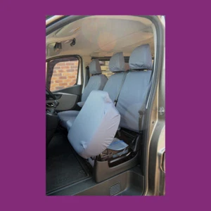 Waterproof Tailored Front 3 (W/Storage) Grey Seat Covers Fits Nissan NV300 2016+ - Picture 1 of 3